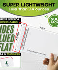 500 Pack Shell Mailer Trading Card Envelopes 7 by 4.35 Inch lightweight design showing dimensions and thickness.