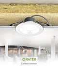 6 Inch Canless LED Downlight With Power Adjustable 10, 15, And 22 Watts Round Dimmable Recessed Ceiling Light Fixture shown installed