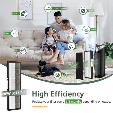 Three Pack Replacement HEPA Filter B for AC4825 And AC4300 Series Air Purifiers removing pet dander and odors