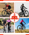 Cyclists using Eight-Piece Orange Bicycle Brake Pad Spacer Set For Hydraulic Disc Brakes, road and mountain biking.