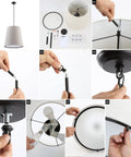 Assembly guide for Oil Rubbed Bronze 1 Light Pendant Light With Iron And Linen Shade Dope Modern Farmhouse Bohemian Hanging Ceiling Fixture Adjustable Height LED Bulb Included For Easy Home Makeover