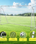 Backyard Soccer Goal 12 By 6 With Steel Frame Portable Training Net For Kids And Adults Waterproof Ground Stakes Carry Bag Easy Setup For Shooting Practice And Family Fun
