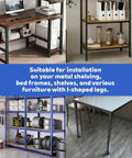 8 Piece Heavy Duty Rubber Corner Caps For Metal Bed Frame Legs With Anti Slip L Shape Design In Matte Black to protect metal furniture and shelves.