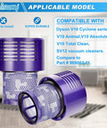 2 Pack V10 Vacuum Replacement Filters With Cleaning Brush Included Compatible With V10 Cyclone Series V10 Animal V10 Absolute V10 Total Clean SV12 Part 96908201 shown with packaging