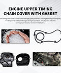 Engine Timing Chain Cover With Gasket Upper And Lower Drop In Ready Direct Fit For 2007 2017 VW Audi Models 1.8T 2.0T diagram