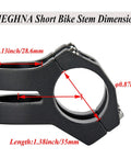 Diagram showing dimensions of Short 22.2mm Bike Stem 35mm Reach for Mountain Road BMX with measurements labeled in inches.