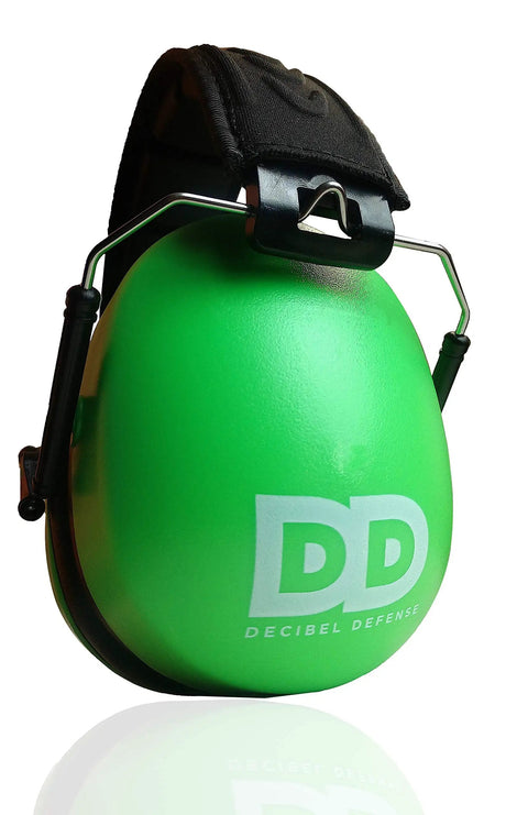 Front view of Professional Safety Ear Muffs With 37 dB NRR For Shooting And Industrial Use, green with cushioned headband.