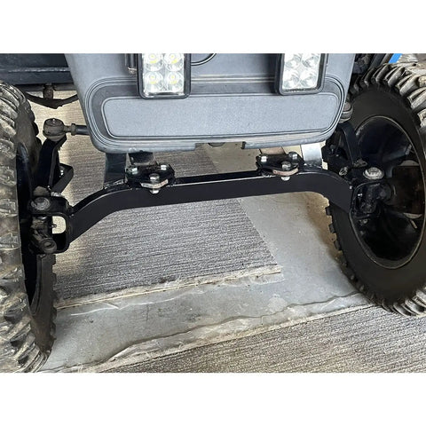 Rear view of a 6 Inch Drop Axle Lift Kit for EZGO Electric Medalist TXT Golf Cart 1994.5 to 2001.5, showing durable steel axle