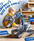 Hydraulic Robot Arm Science Kit for Kids 8 To 12 137 Pcs STEM Toy No Batteries Needed Hands On Engineering Crane Construction Vehicle Gift Idea shown in action with child.