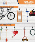 Heavy Duty Garage Storage Hooks 7.5 Inch Wall Mount Hangers For Ladder Chairs Garden Tools Ski Gear Brooms Built Tough