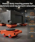 4 Pack Heavy Duty Industrial Skate Dolly With 360 Degree Swivel Casters And Non Slip Tray For Moving CNC Machines Stamping Presses And Heavy Industrial Equipment In Factories, 8T, carbon steel, set of 4