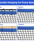 Heavy Duty 10x10 Golf Net For Garage And Backyard, Boss Level Training Netting, showing clips, spikes, straps, staples setup