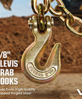 Close-up of 3/8 inch forged G70 clevis grab hook from Beefy Heavy Duty Chain And Load Binder Kit for trucks and trailers.