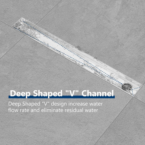 32 Inch Offset Linear Shower Drain With Tile Insert Grate Cover, Brushed 304 Stainless Steel, Side Outlet Floor Drain, Easy Install Adjustable Leveling Foot, Hair Strainer Catcher, High Flow 36 L Per Min