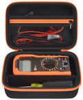 Built Tough Waterproof Multimeter Storage Case For MM325 MM420 MM69149P And More with orange zipper holding tools and multimeter
