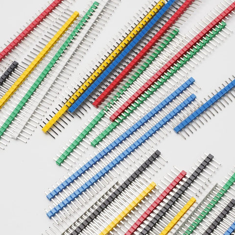 36 Piece Breakable Pin Header Kit 2.54mm Pitch Single Row Male Headers Multi Color Set for PCB Breadboard DIY Electronics