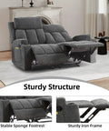 Two Seat Manual Recliner Sofa Set With Cozy Fabric Comfort, Built In Side Pockets And Cup Holders, Home Theater Vibe Couch