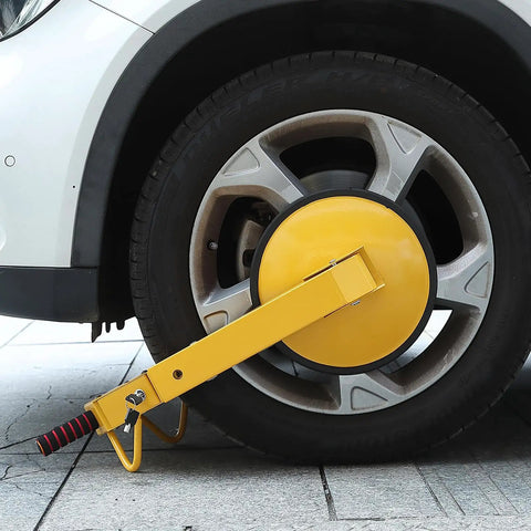 Heavy Duty Wheel Lock Clamp 2 Pack For Trailers And Vehicles, Anti Theft Tire Boot Lock on parked car wheel