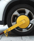 Tough As Nails Heavy Duty Wheel Lock Clamp for trailers and vehicles installed on car tire, adjustable anti-theft tire boot lock.
