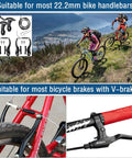 Cyclists on mountain trail with All In One Universal V Brake Set With Levers And Cables for various bikes in detail view