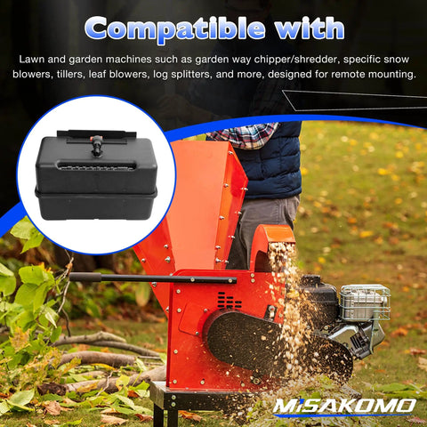 One Gallon Gas Tank For Lawn Mowers And Small Engines, 4 Quart Plastic Universal Fuel Tank with a garden chipper