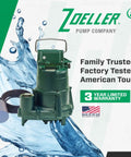 Effluent Pump Half Horsepower Nonautomatic With Piggyback Float Switch High Flow Vortex Impeller 115V visible with warranty