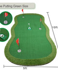 Real Deal Golf Putting Green Mat For Indoor Outdoor Practice 5x10ft Large Pro Training Surface with True Roll Grass and Flags