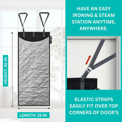 Over The Door Clothes Steamer Pad For Ironing And Garment Steam XL Protective Press Mat with hanger hooks installed