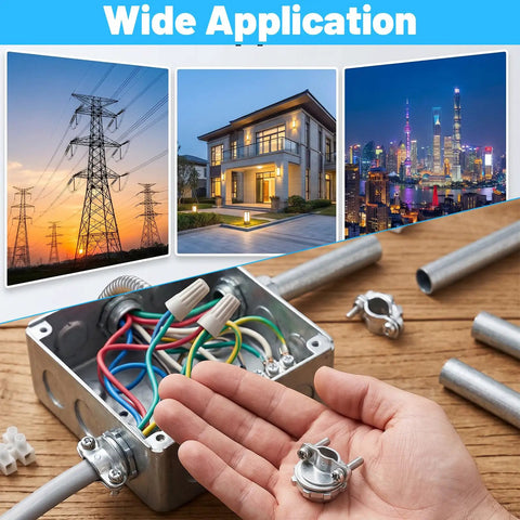 Heavy Duty Zinc Wire Clamps Bulk Pack Of Fifty Secure Electrical Box Connectors With Ironclad Strain Relief Fittings showcased with wiring.