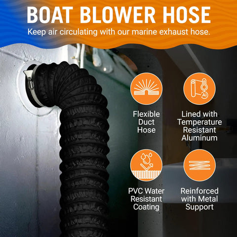 3 Inch Marine Exhaust Hose 10 Ft Flexible PVC Duct For Bilge Engine Compartment Galley Head Or Dryer Venting Durable Boat Vent Hose For Easy Air Flow And Safe Exhaust