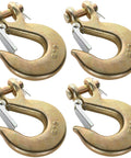 4Pack 3/8 Inch Clevis Slip Hooks With Latch Heavy Duty Forged Steel Safety Hooks For G70 Tow Chains Wrecker Truck