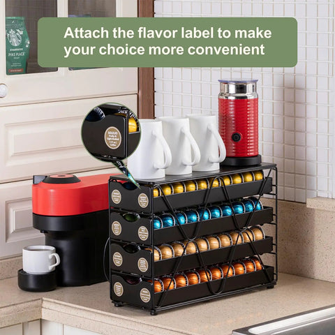 4 Tier Nespresso Pod Drawer Organizer For Vertuo Capsules Holds Up To 80 Pods on kitchen countertop