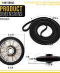 Must Have Dryer Repair Kit 4392065 For Whirlpool DIY Fix with belt and roller dimensions shown