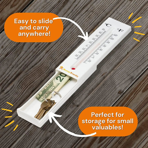 Hidden Key Safe That Doubles As A Real Thermometer Diversion Safe For Indoor And Outdoor Use With A Hidden Compartment Discreet Storage For Keys Money And USB Drives
