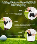 Portable Golf Club And Ball Cleaner Bag With Waterproof Liner Mess Free On The Go Ball Washer Pouch demonstration guide