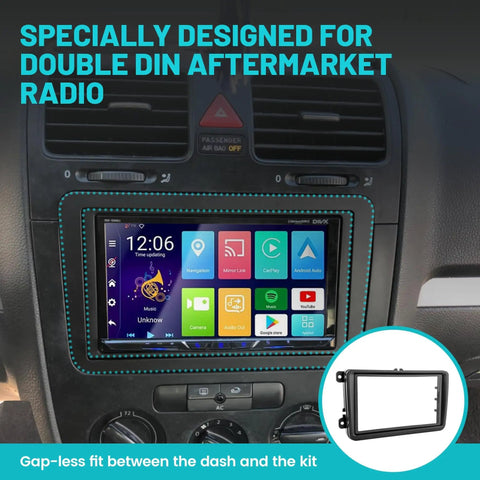 Double DIN VW Dash Kit With Wiring Harness For 2005 To 2015 Jetta Beetle CC Golf Passat Tiguan aftermarket stereo installation