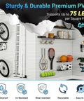 Dang Tough Four By Eight Slatwall Panel Kit With Quick Snap Lock PVC Garage Wall Organizer showing durable storage for bikes, sports equipment.