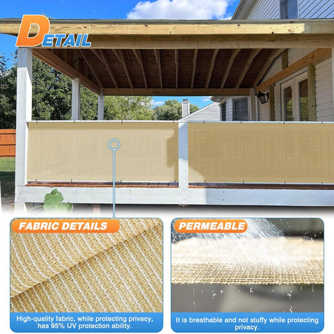 Beige Shade Cloth 6x300 Feet For Outdoor Use Pergola Canopy Replacement Fabric Roll UV Resistant Mesh Net Blocks Up To 95 Percent UV