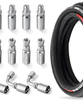 Racewill 33ft 1/4in hydraulic hose kit with 16-piece metal fittings JIC NPTF and 90-degree elbows on black braided hose