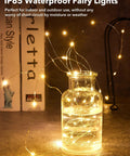 24 Pack Battery Operated Fairy Lights On Silver Wire 7 Ft Long With 20 LEDs Waterproof Firefly String Lights in a glass jar