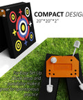 Backyard Archery Target Set 20x20x4 Foam Block With Foldable Self Standing Base, showing compact design and setup on grass.
