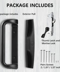Black Patio Door Handle Set With Mortise Lock For Replacement Sliding Glass Doors, 3-15/16 Inch Screw Hole Spacing, 1006 Series