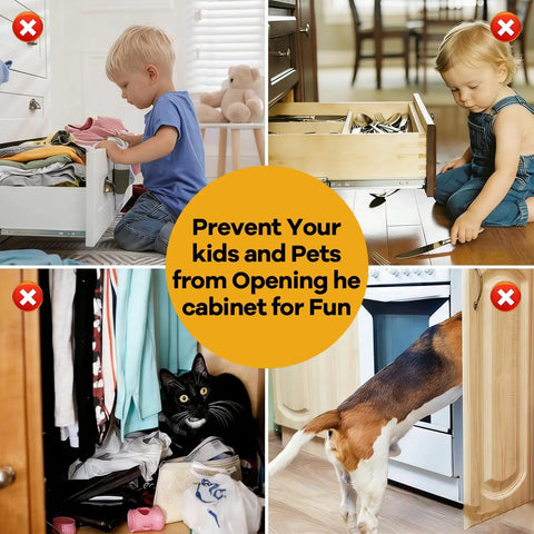 Prevent access with 8 Pack Magnetic Cabinet Door Catch Ultra Thin Sleek Nearly Invisible Zero Point Eight Inch Design for safety.