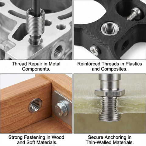 M3 Thread Inserts 0.5mm Pitch 2D Length 304 Stainless Steel Helicoil Wire Inner Thread Inserts in various materials applications