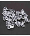 Heavy Duty 5mm Clear Shelf Pins 400 Pieces Rock Solid Cabinet Hardware, transparent pins on a dark background.
