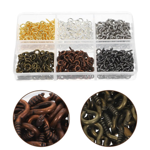 Colorful Mix Screw Eye Pins Kit Handy For Jewelry Making And DIY Crafts With Self Tapping Eyelets And Threaded Hooks Miniature Eye Pins For Art Projects And Fabric Fastening