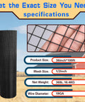 Badass 1/2 Inch Hardware Cloth And Chicken Wire Fencing showing 36x100ft roll size and 1/2 inch mesh details.