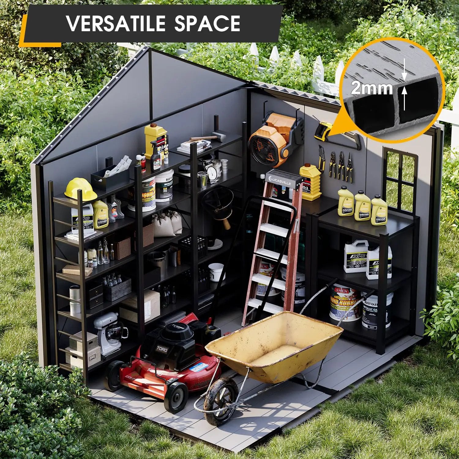 8x6 Ft Outdoor Resin Storage Shed With Lockable Doors ✓