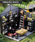 8x6 Ft Outdoor Resin Storage Shed With Lockable Doors And Windows, Durable Plastic Garden Storage with tools and equipment inside