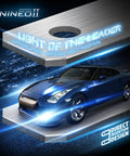 3D graphic of a blue sports car with futuristic design and lighting details showcasing a sleek vehicle accessory.